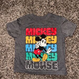 Disney Gray Kids Tee with Colorful Retro Mickey Graphic